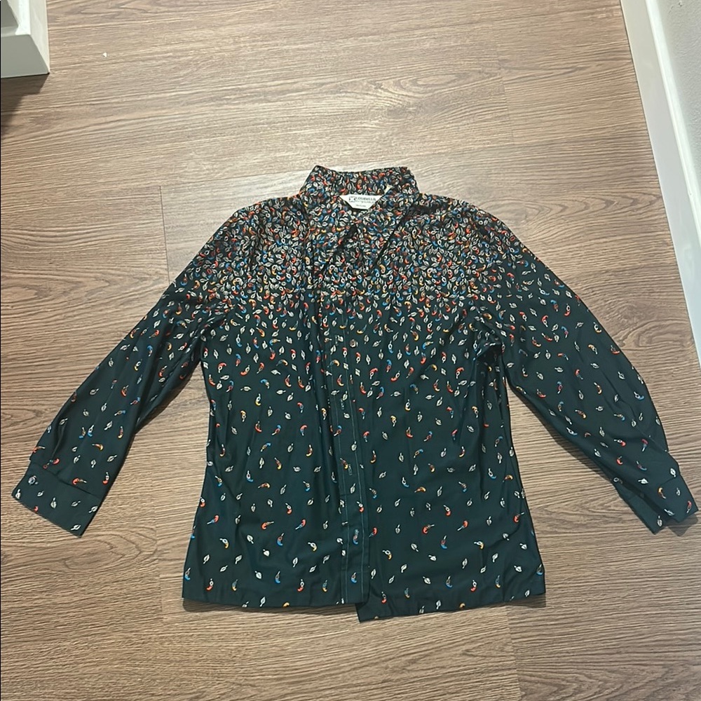 Vintage green patterned blouse